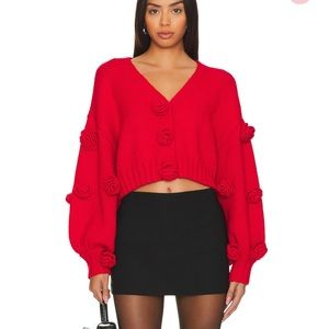 FOR LOVE AND LEMONS Scarlet Cardigan in Red